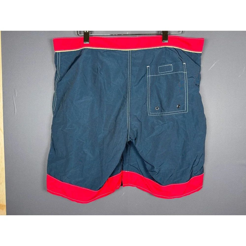 Parke & Ronen Mens Navy Red Colorblock Board Shorts Swim Trunks Size 32